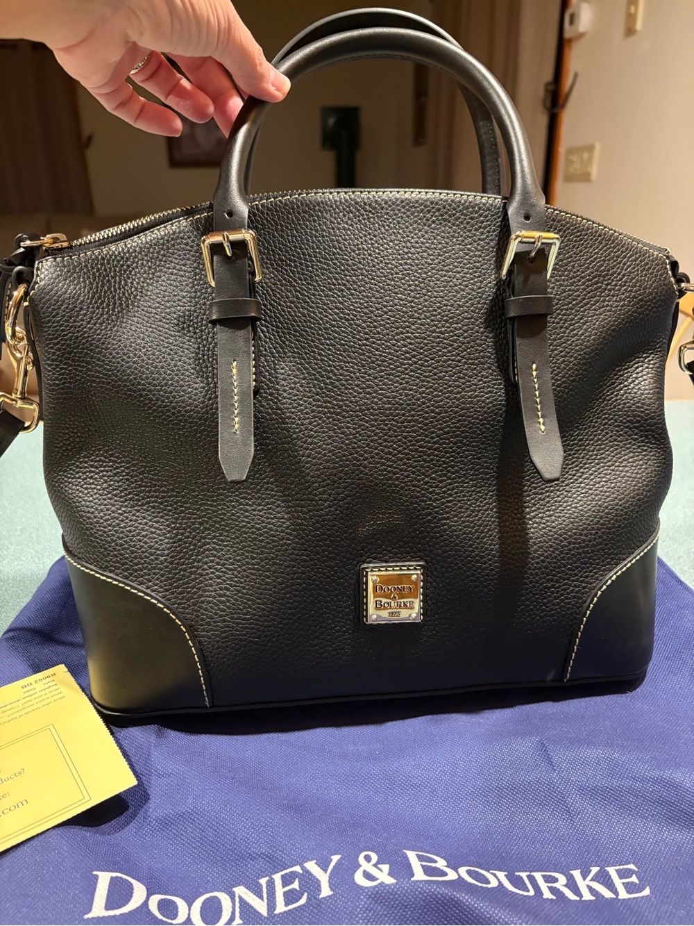 Dooney & Bourke Black Pebbled Leather Satchel new without tags.